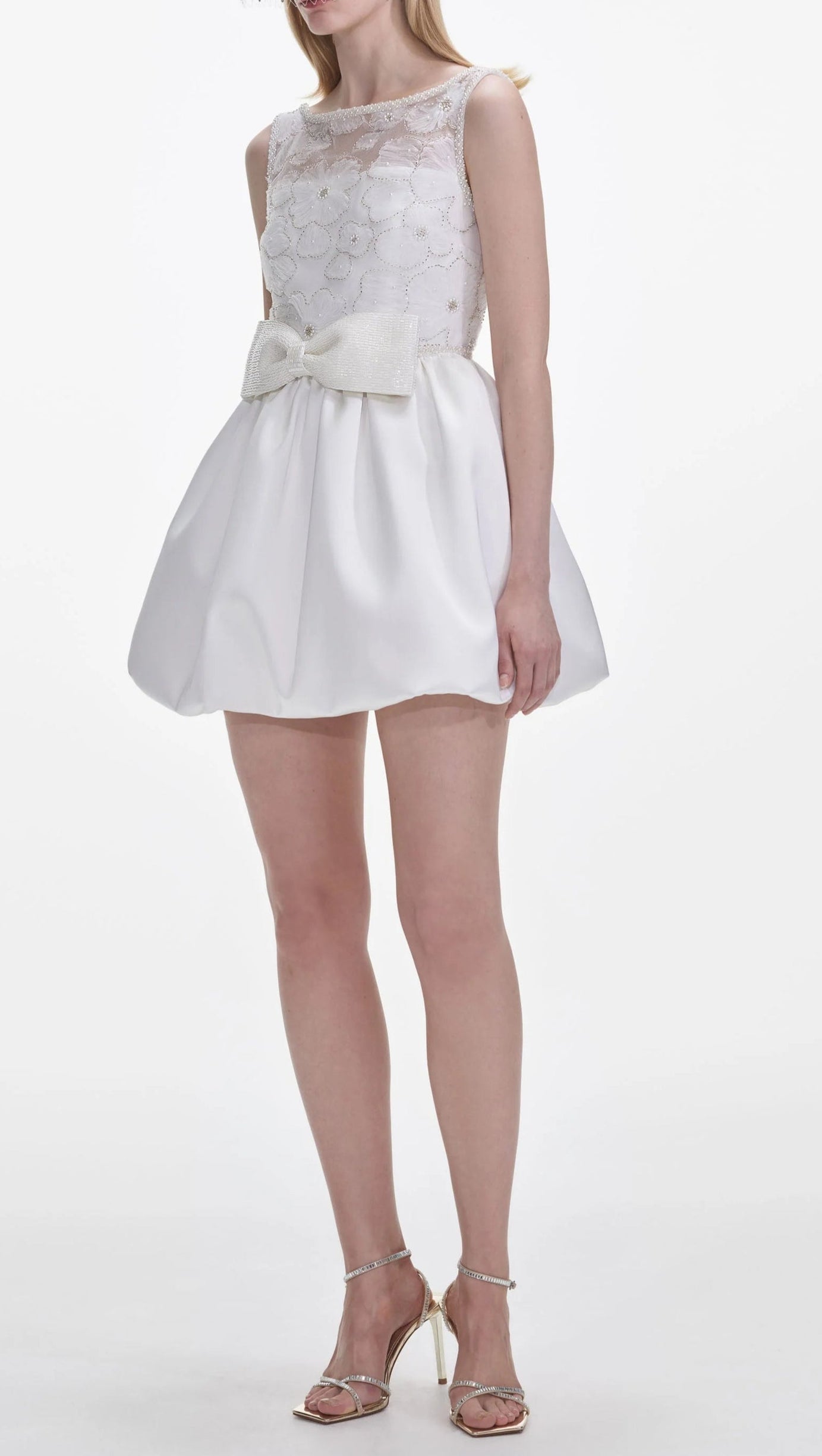 WHITE TULLE MINI DRESS