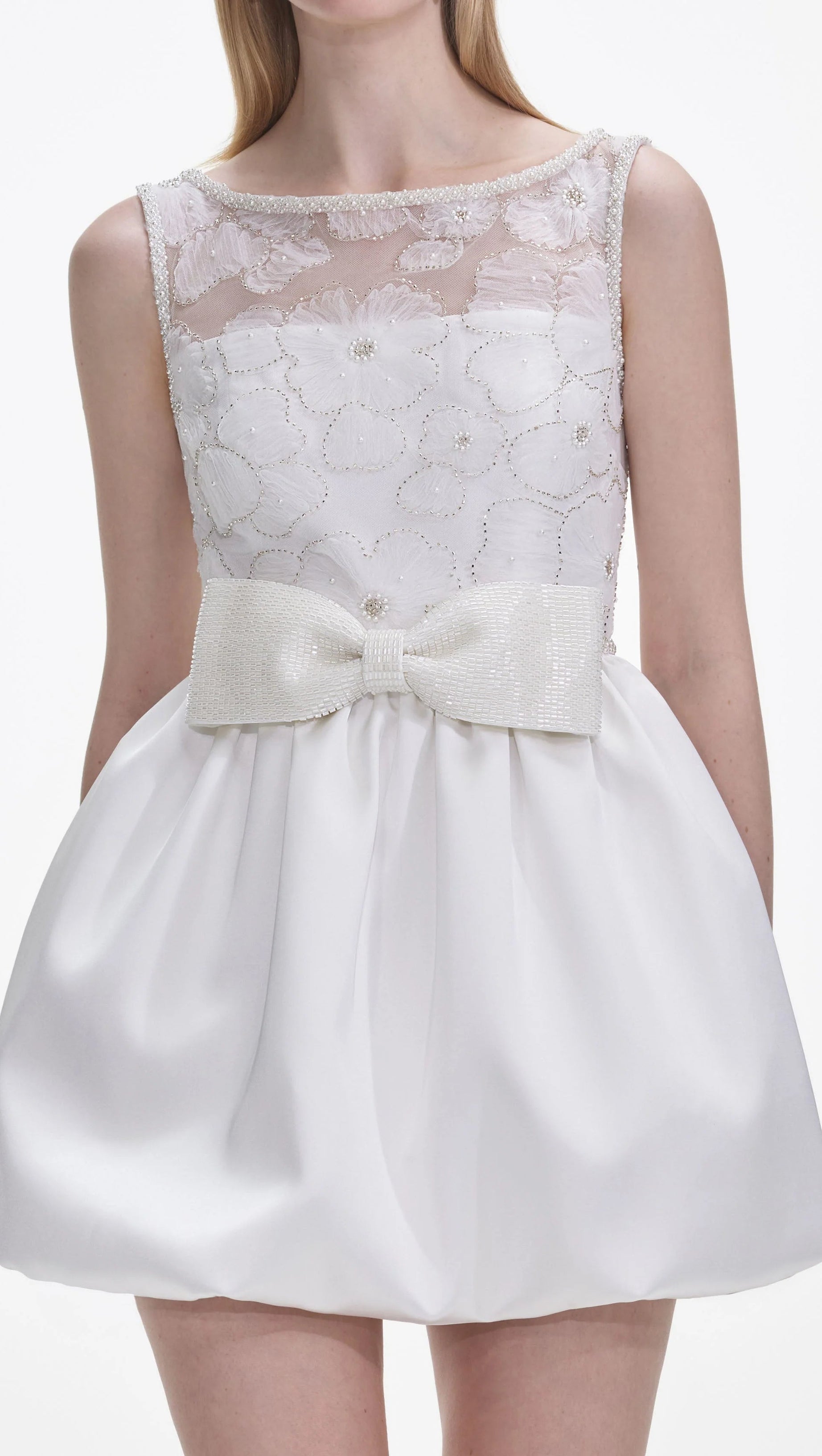 WHITE TULLE MINI DRESS