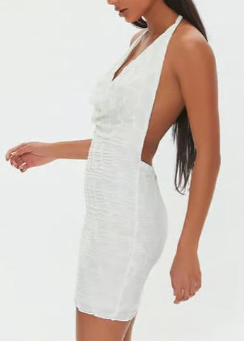 WHITE TEXTURED BODYCON MINI DRESS