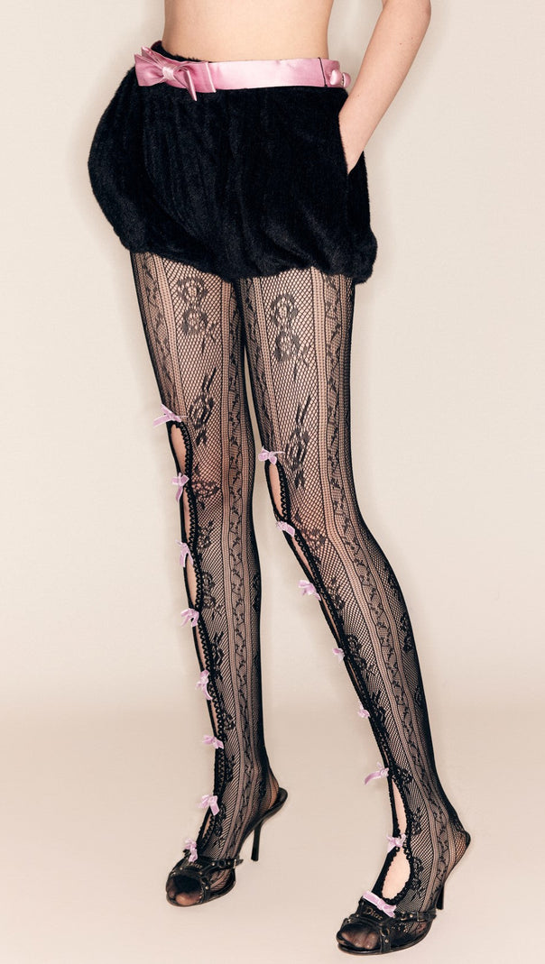 AIIZIE YARA BOWKNOT FISHNET STOCKINGS - BLACK - product image