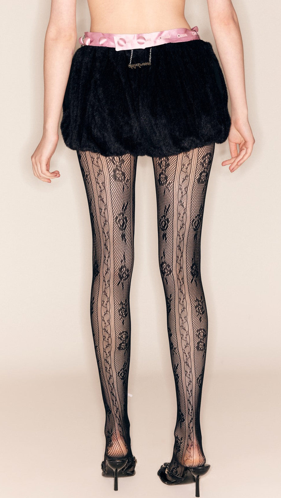 YARA BOWKNOT FISHNET STOCKINGS - BLACK