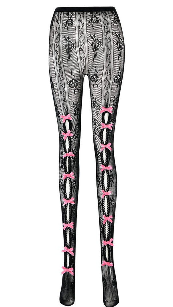AIIZIE YARA BOWKNOT FISHNET STOCKINGS - BLACK - product image