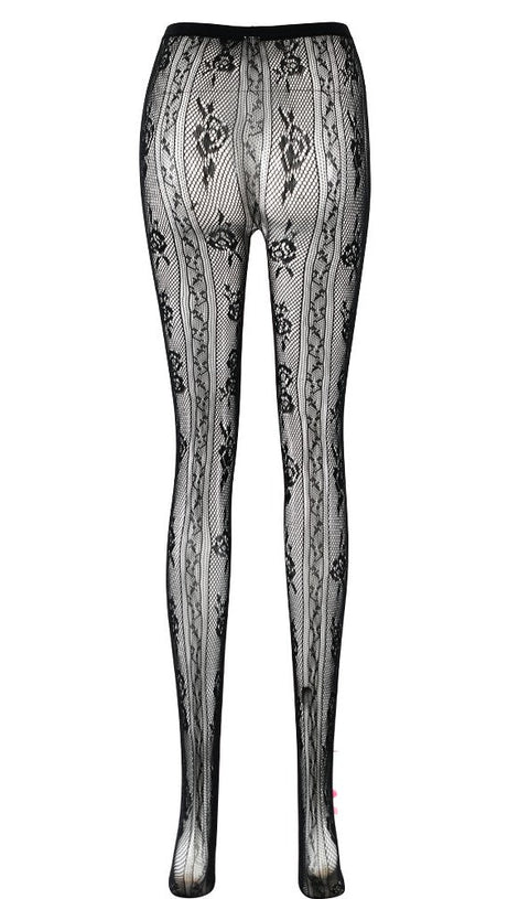 YARA BOWKNOT FISHNET STOCKINGS - BLACK