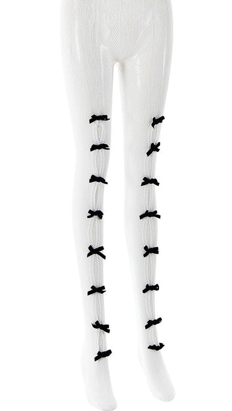 YARA BOWKNOT FISHNET STOCKINGS - WHITE