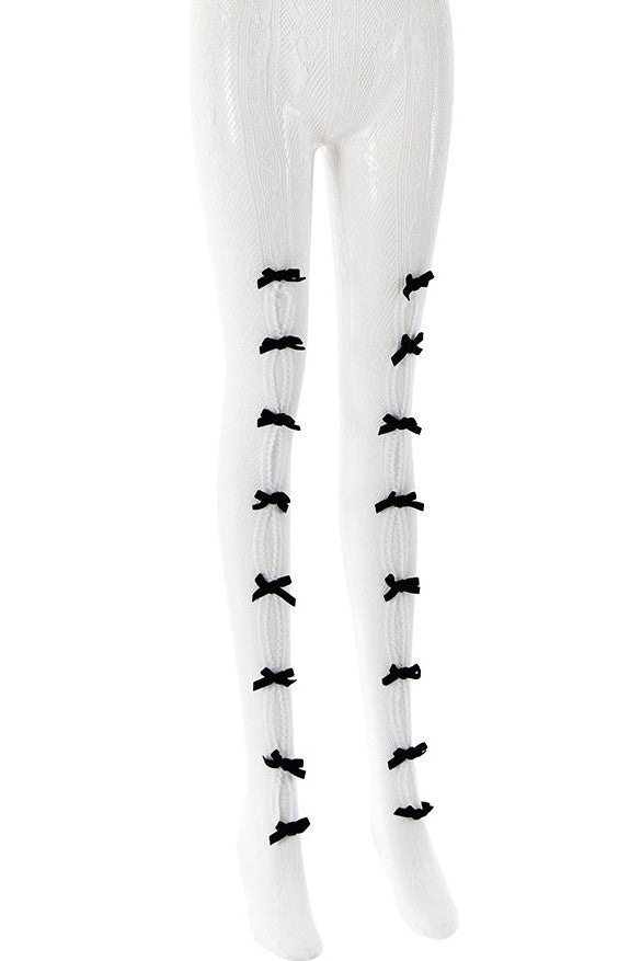 AIIZIE YARA BOWKNOT FISHNET STOCKINGS - WHITE - product image