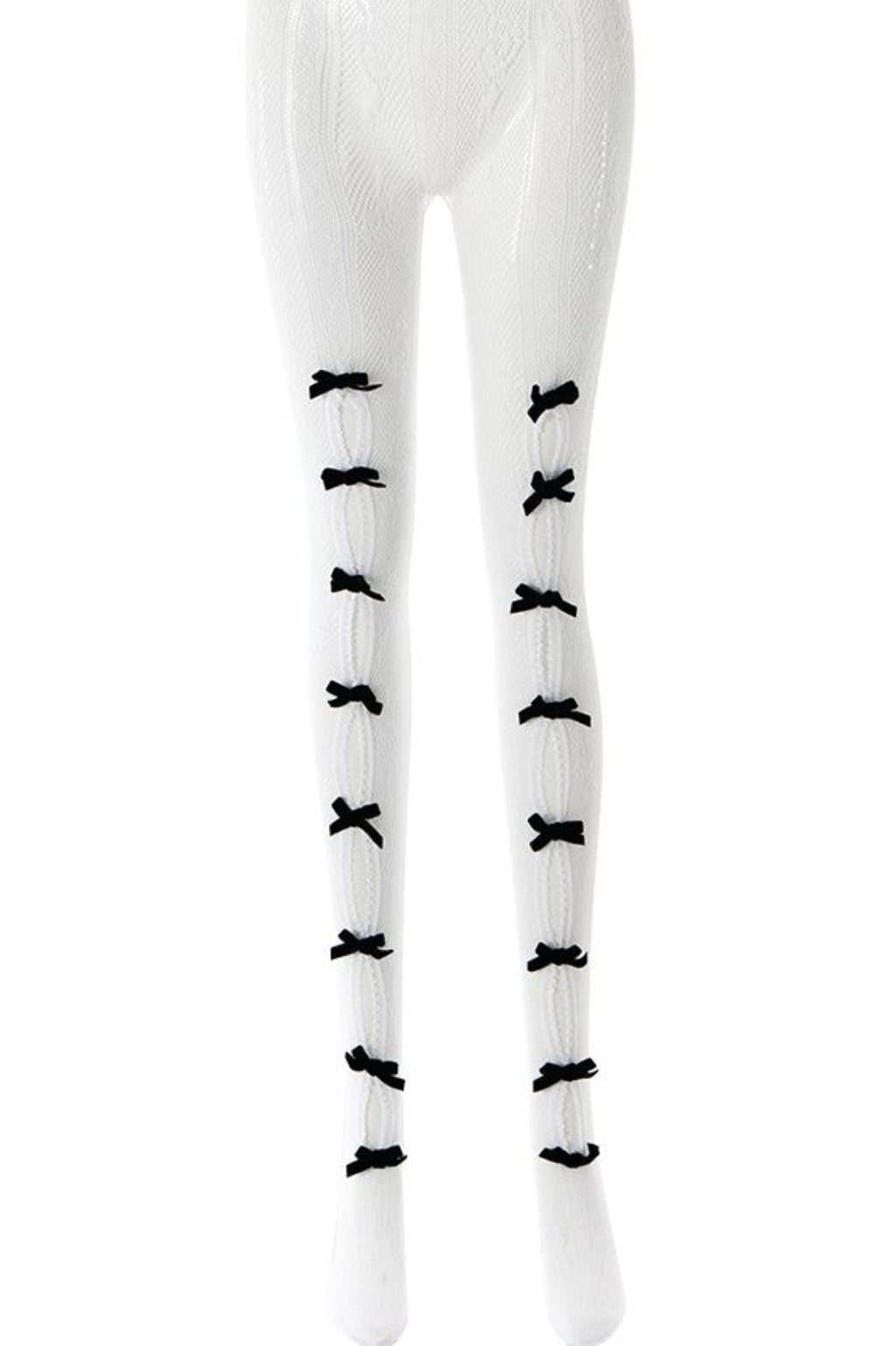 YARA BOWKNOT FISHNET STOCKINGS - WHITE