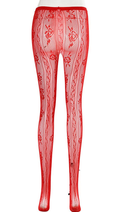 Yara Netzstrümpfe mit Schleife - Rot