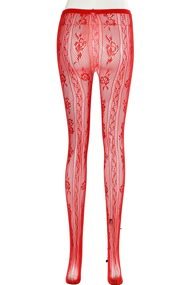 AIIZIE YARA BOWKNOT FISHNET STOCKINGS - RED - product image