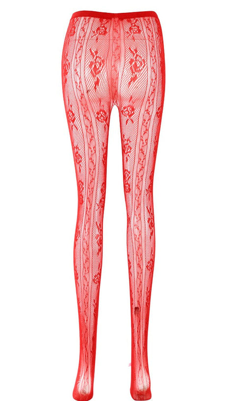 Yara Pinke Netzstrümpfe mit Schleife - Rot