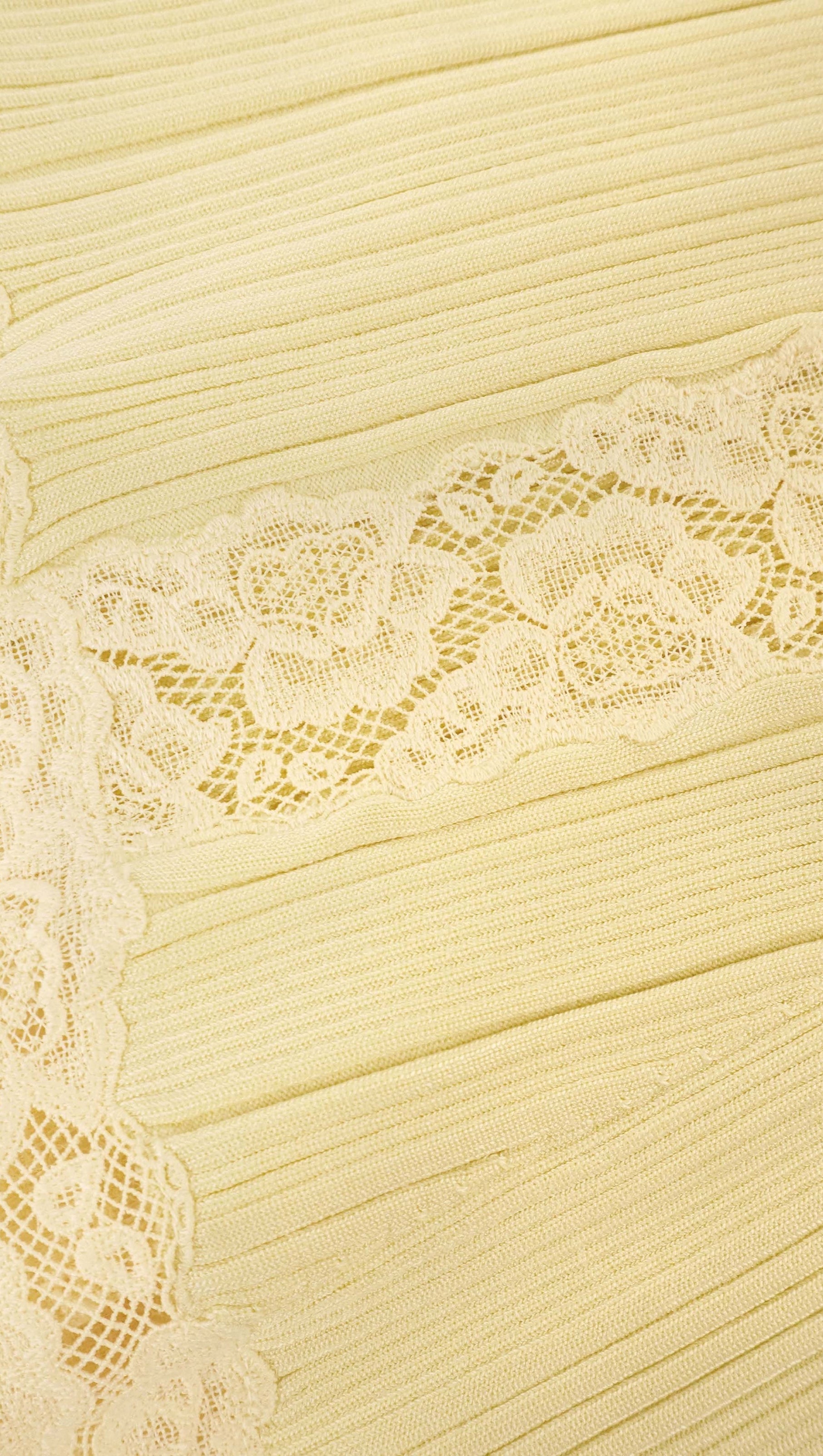 AIIZIE Yellow Knit Lace-Insert Midi Dress - product image