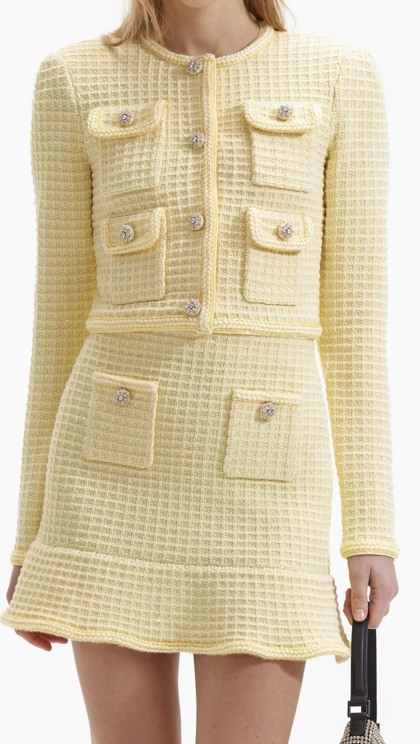 YELLOW TEXTURED KNIT SKIRT