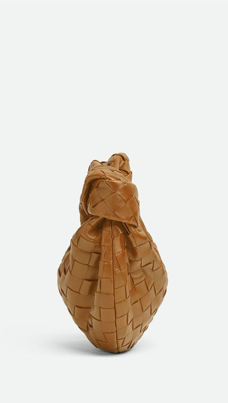 ZARIAH WEAVE KNOT CLUTCH BAG - BROWN