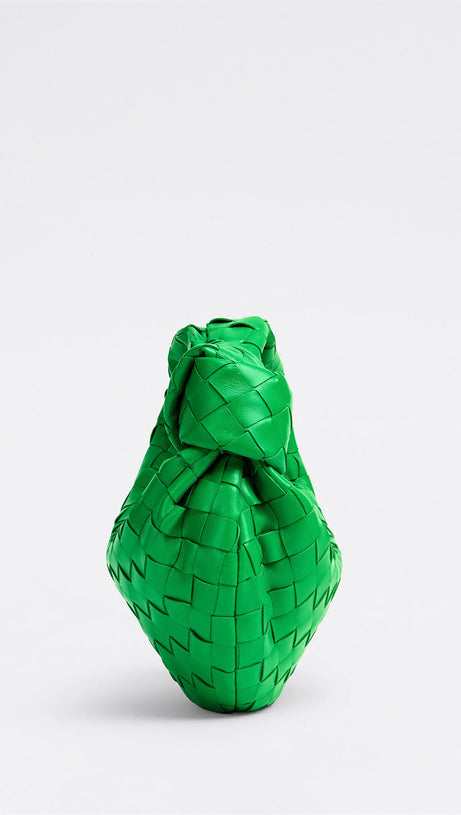 ZARIAH WEAVE KNOT CLUTCH BAG - GREEN