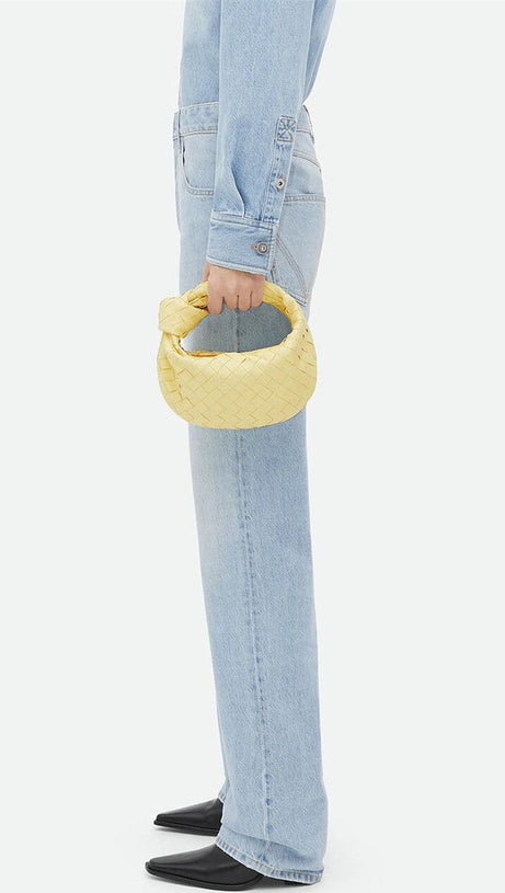 ZARIAH WEAVE KNOT CLUTCH BAG - YELLOW