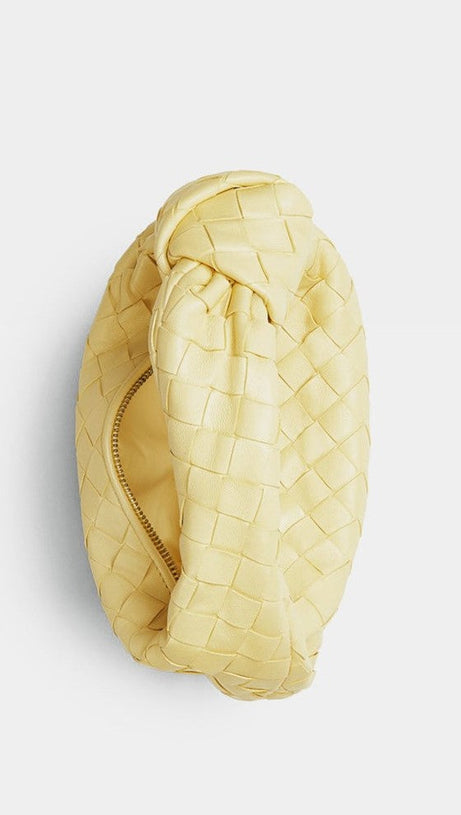 ZARIAH WEAVE KNOT CLUTCH BAG - YELLOW