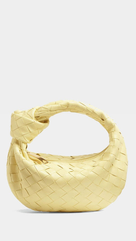 ZARIAH WEAVE KNOT CLUTCH BAG - YELLOW