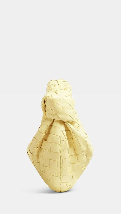 ZARIAH WEAVE KNOT CLUTCH BAG - YELLOW