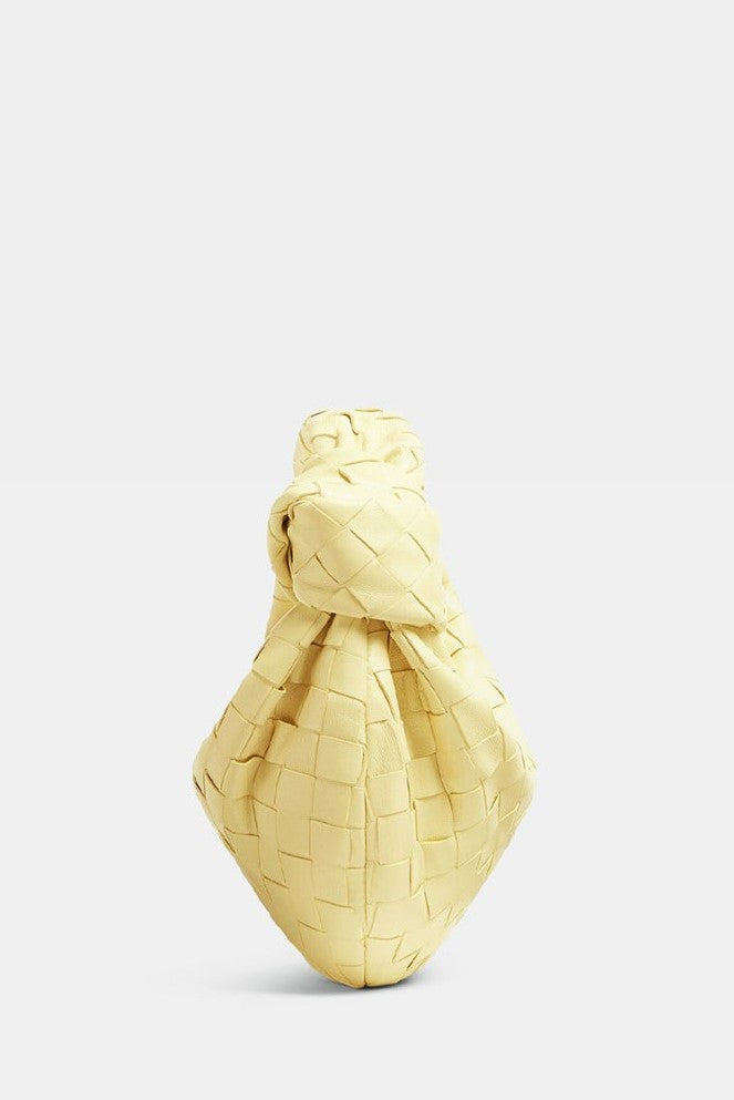 ZARIAH WEAVE KNOT CLUTCH BAG - YELLOW