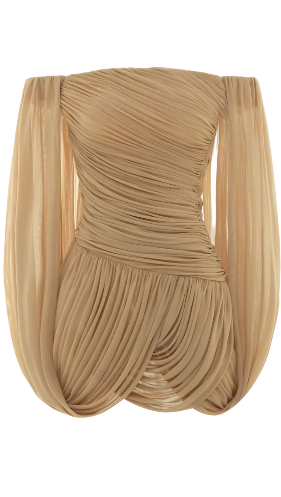 Zhuria Off Shoulder Draped Mini Dress - Khaki