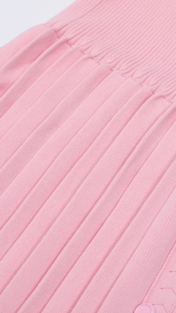 AIIZIE Jackie Pink Ribbed Knit Maxi Dress & Cardigan Set - Effortless Style & Comfort for Women - product image
