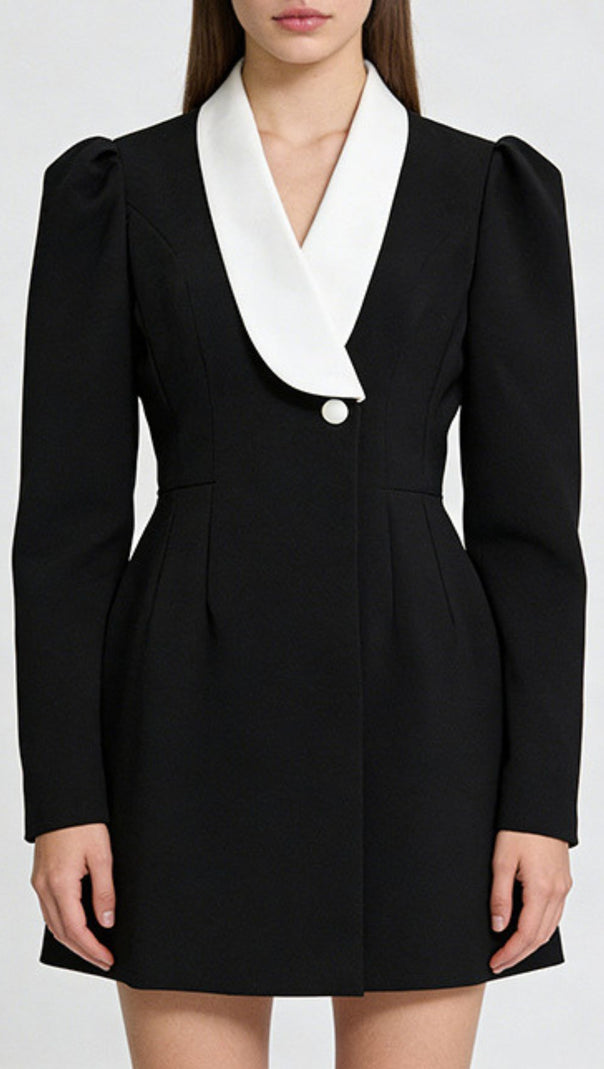 Jamala Chic Power Blazer Dress with Contrast Lapels