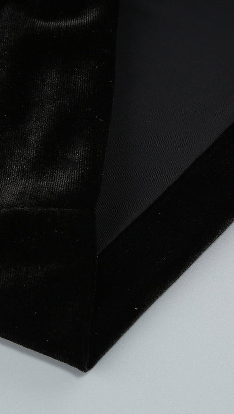 ADITI METALLIC HALTER RUCHED BLACK BODYCON MINI DRESS