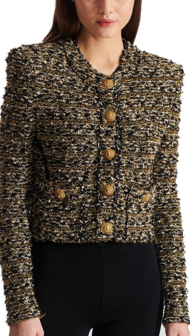 AIIZIE CROPPED LUREX TWEED JACKET IN GOLD - product image