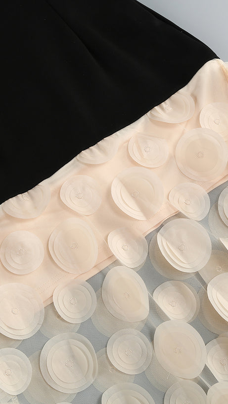 Trägerloses Maxikleid in A-Linie Schwarz Elfenbein