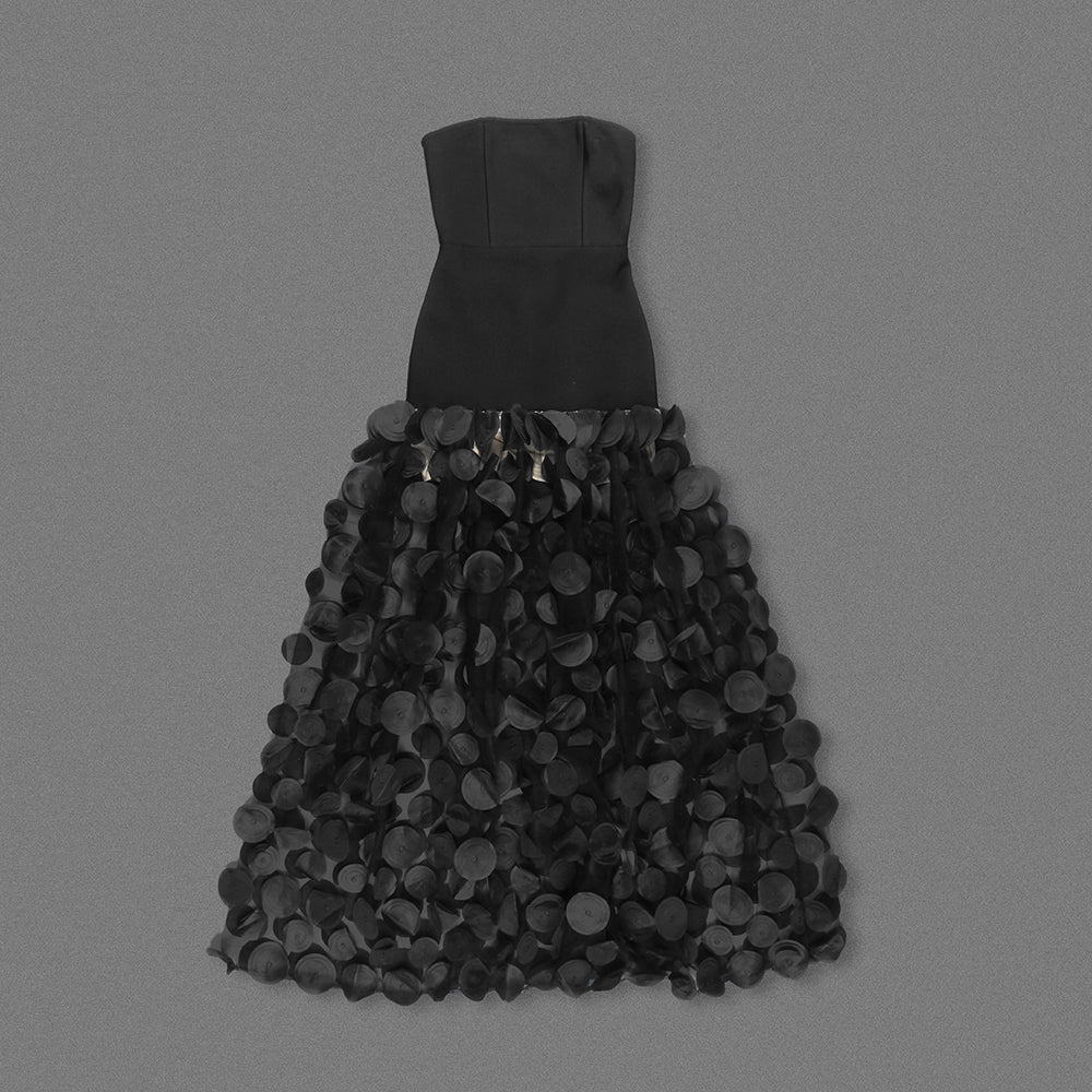 Trägerloses Maxikleid in A-Linie in Schwarz 