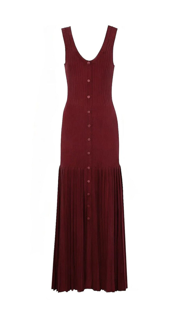 AIIZIE Jackie Wine Ribbed Knit Cardigan & Maxi Dress Set | Women's Elegant Co-ord - product image