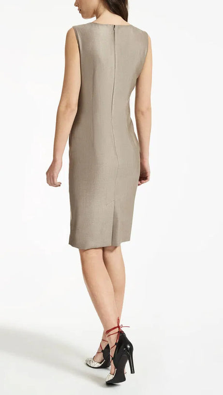 WOOL SILK RUCHED MINI DRESS