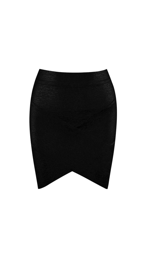 AIIZIE PWYLL SILVER METALLIC BANDAGE MINI SKIRT - CURVE-HUGGING & GLAMOROUS - product image