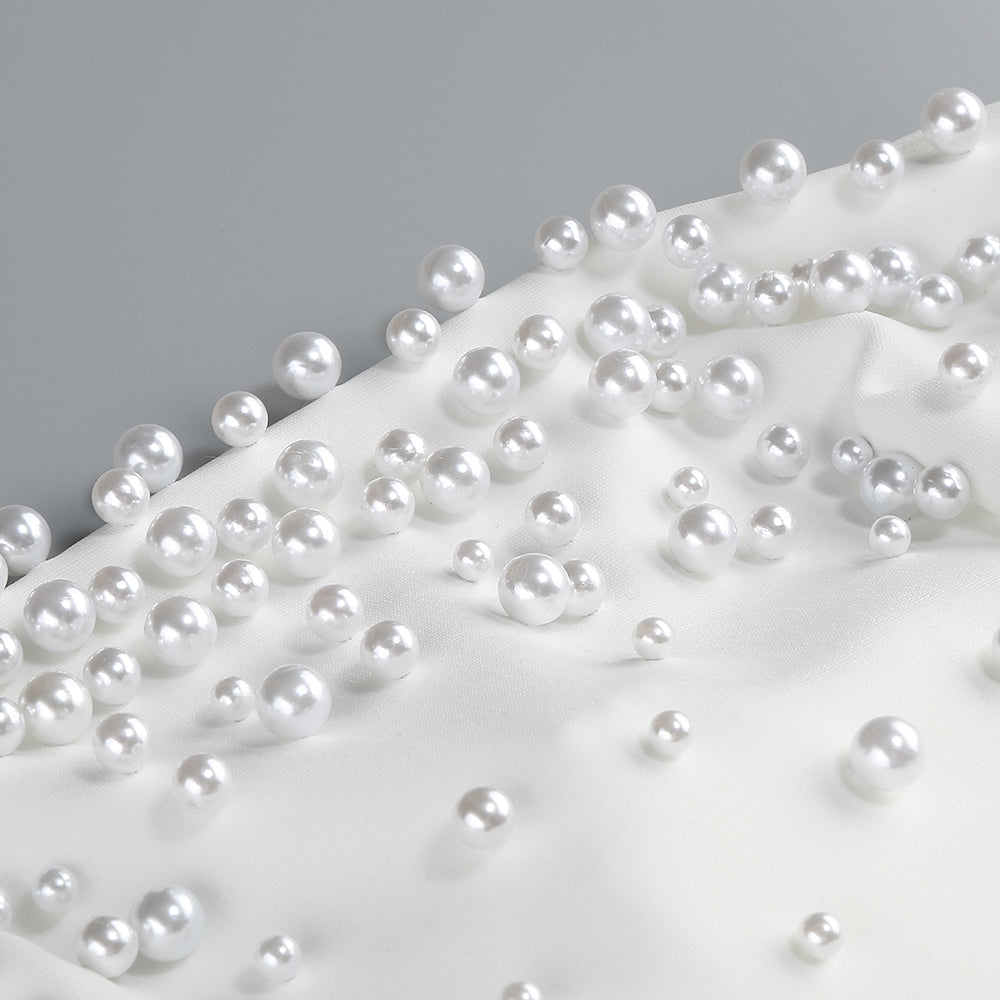 AIIZIE PEARL-EMBELLISHED STRAPLESS GOWN IN WHITE - product image