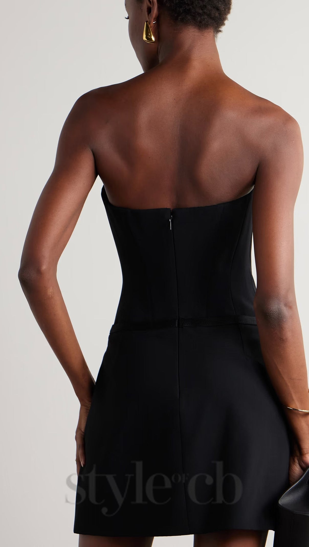 AIIZIE EMBELLISHED STRAPLESS CADY MINI DRESS IN BLACK - product image