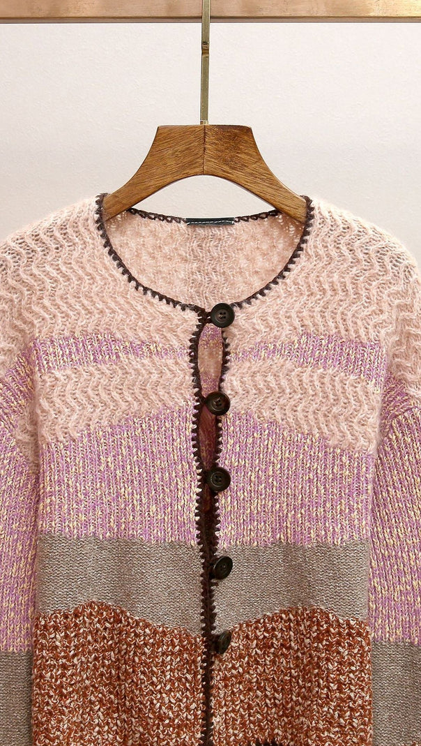 AIIZIE HASEL MULTI-COLOR STRIPED KNIT CARDIGAN - CHIC BOHO LAYERING FOR WOMEN - product image