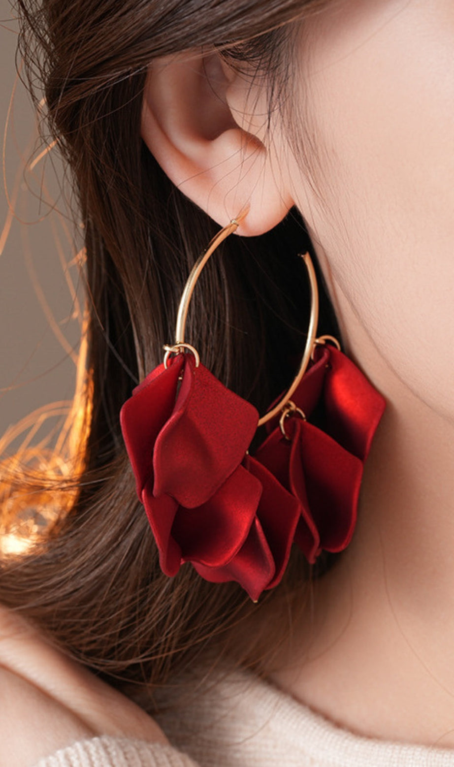 Dina Red Petal Earrings