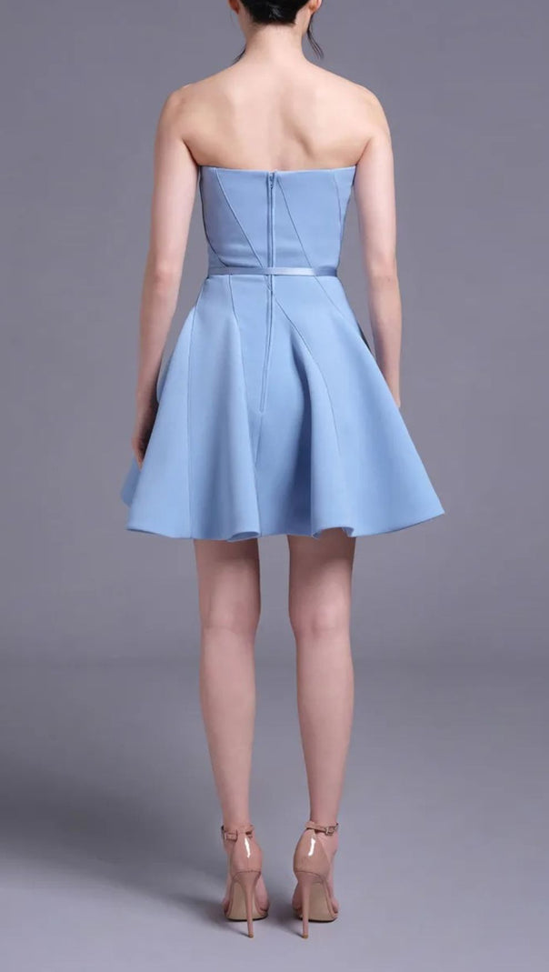 AIIZIE Jayeeta Azure Chic Strapless Mini Dress - Party Ready & Flattering - product image