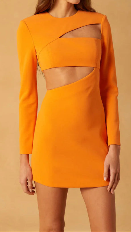 Ivanna – Minikleid aus gebundenem Krepp in Orange