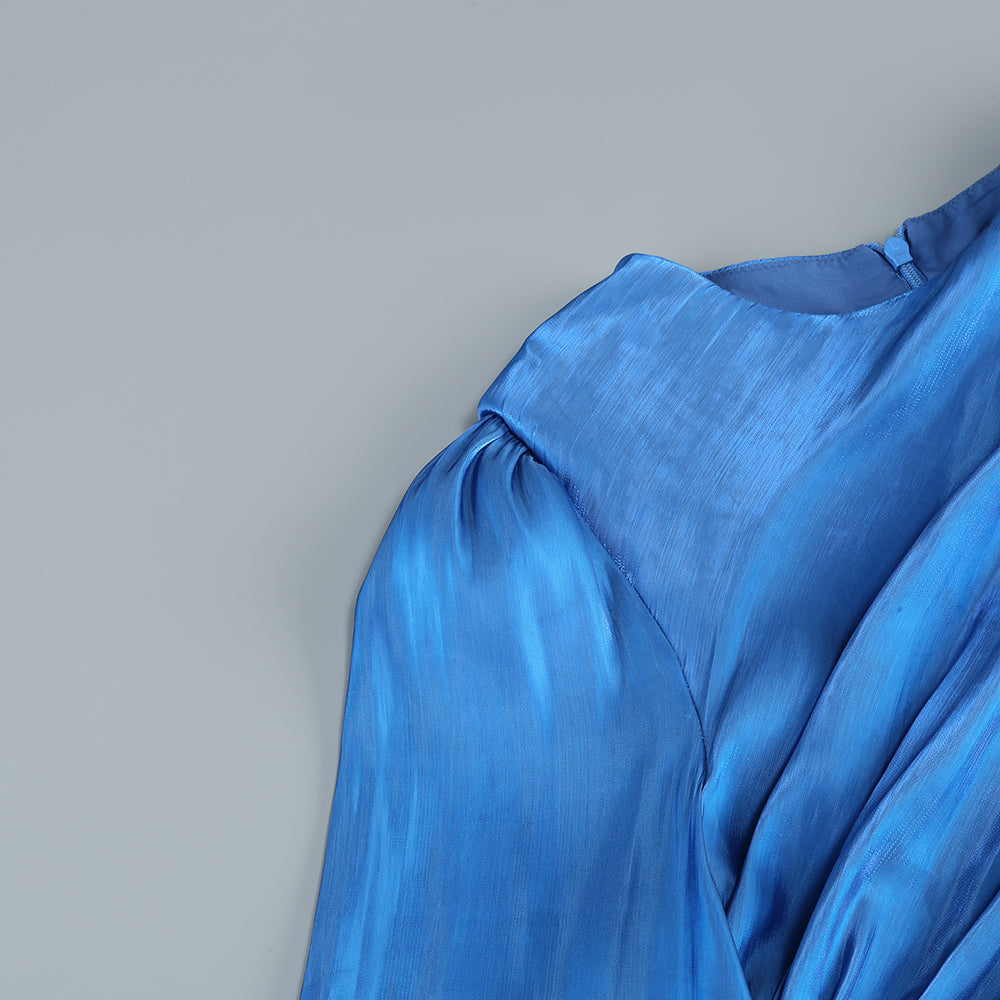 AIIZIE MARCIA TRUMPET SLIT SLEEVE BODYCON MAXI DRESS IN BLUE - product image