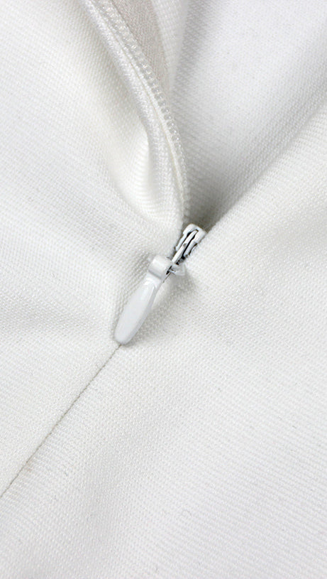 OFF SHOULDER FLOWER EMBELLISHED BODYCON GOWN