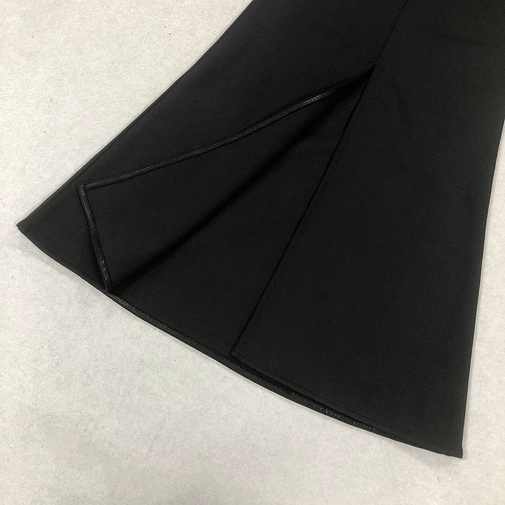 AIIZIE EUNICE GOLD 3D FLOWER CUT OUT BLACK MAXI DRESS - product image