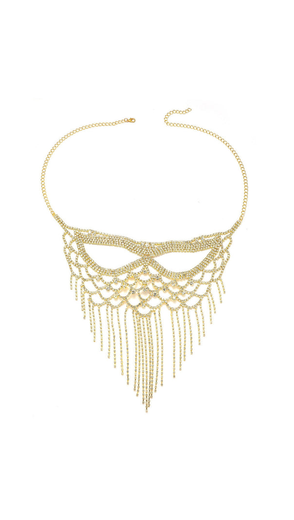 AIIZIE DICKSON GOLD RHINESTONE TASSEL MASK - product image