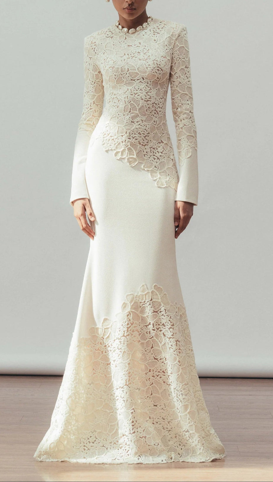 joanna white long sleeve Embroidered Maxi Dress