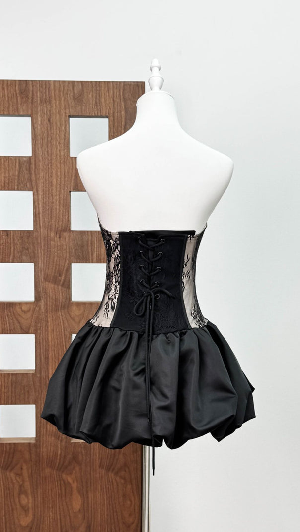 AIIZIE IRENE BLACK STRAPLESS CORSET MINI DRESS: SCULPTED DRAMA & CHIC ALLURE - product image