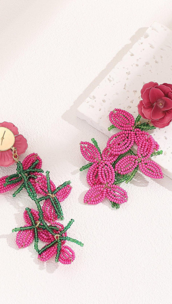AIIZIE CYBELE ROSE RED FLOWER EARRINGS - product image