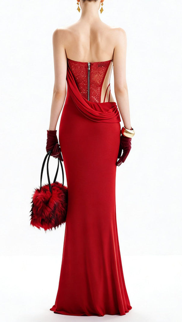 AIIZIE Janan Red Corset Gown: The Ultimate Glamour Statement - product image