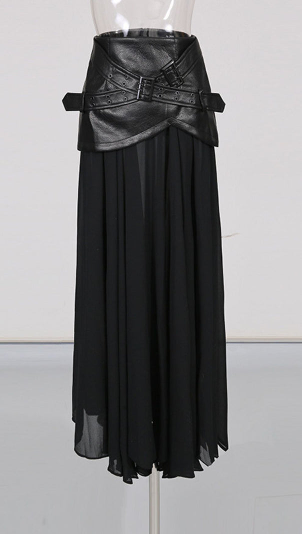 AIIZIE ILARIA BLACK SHEER MESH MAXI SKIRT - MODERN EDGE & ELEVATED STYLE - product image