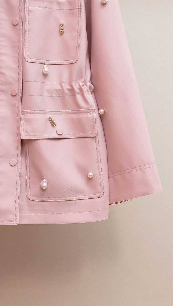 AIIZIE CHIC PINK PEARL EMBELLISHED UTILITY JACKET - HARITA COLLECTION - product image