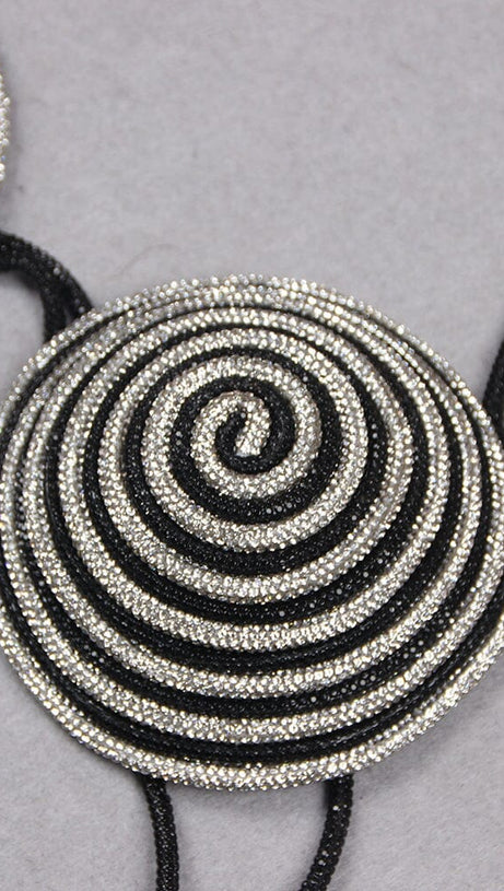 SPIRAL KRISTALL-BUSTIER-TOP IN SCHWARZ