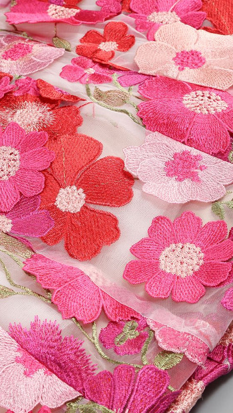 JASMINE MULTI PINK FLORAL EMBELLISHMENT MINI DRESS